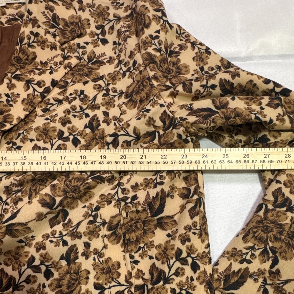 Free People Women's Floral Cropped Blazer Jacket Brown Beige Button Front Size M - Picture 8 of 9